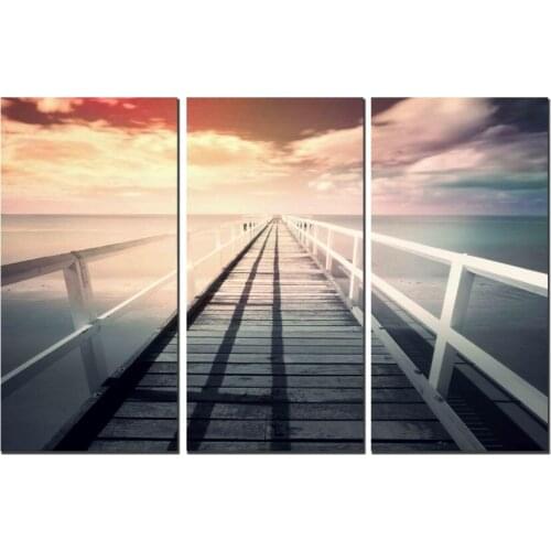 3 Panel Giclee Canvas Prints Bridge under Sunset Photo to Pictures on Canvas Cuadros Picture for Living Room Home Decor Wall Art