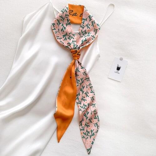 KOI LEAPING Aesthetic printing long hair scarf female Literary fashion decorative scarf headband tie wrist strap bag belt