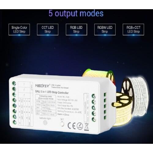 MiBoxer DL5 LED Controller DALI 5IN 1LED Strip Controller for RGB/RGBW/RGB+CCT LED Strip