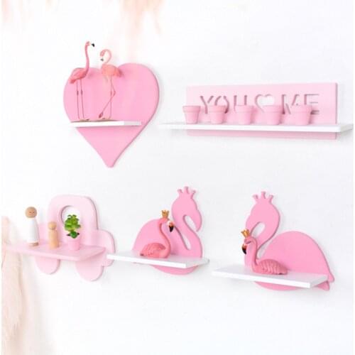 Nordic Creative Multi-function Wooden Shelf Cute Swans crown stars Storage Holders Childen Room Clothes Sundries Decoration Rack