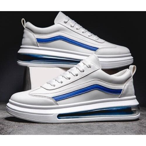 New Men Shoes Cool Leather Air Cushion Sneakers Street Trend Striped Casual Shoes Man Casual Sport Walking Shoes