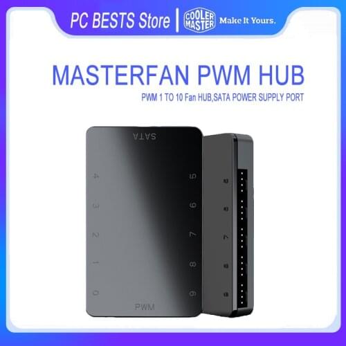 Cooler Master Masterfan PWM Hub 1 To 10 Magnet Design CPU Cooler Case Cooling Fan SATA Power Supply Port