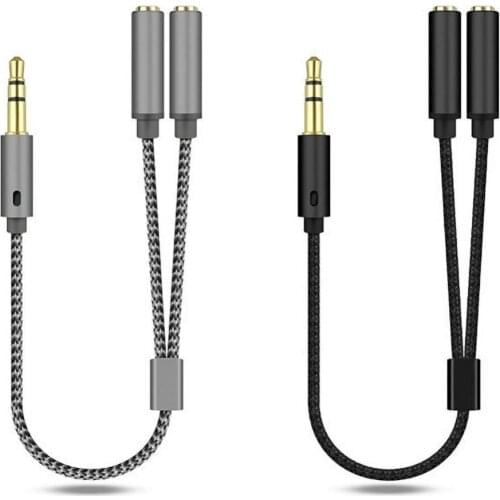 Multifunction 3.5mm 1 Male to 2 Female Ports Headphone Microphone Audio Cable Adapter Splitter Accessories