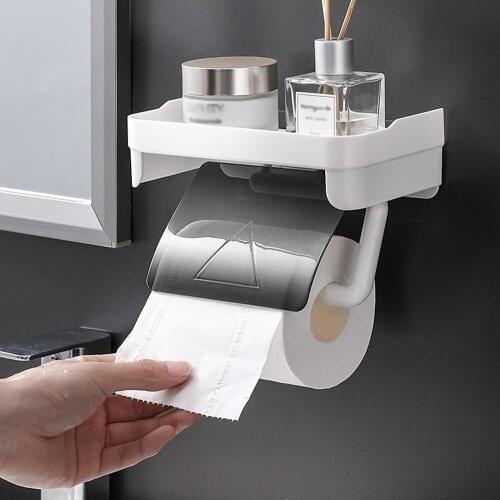 Multi-function Toilet Paper Holder Rack Wall Mount Roll Paper Storage Rack Bathroom shelf Wall Mounted Toilet Roll Holder