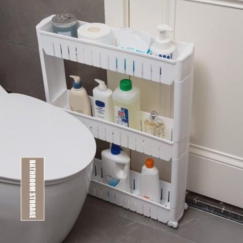 Mobile Shelving Unit Organizer with 3 Large Storage Baskets Slim Slide Out Pantry Storage Rack for Narrow Spaces STTA889