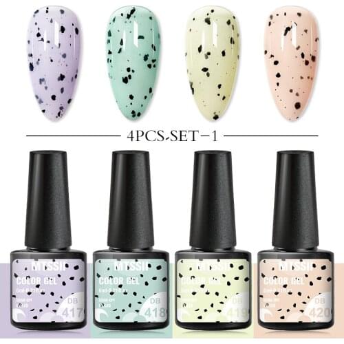 Mtssii 2/4pcs Jelly Egg Effect Gel Nail Polish Set Varnish For Nails Art Eggshell Hybrid Design Base And Top Coat For Gel Polis
