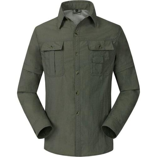 Men Quick Drying Hiking Shirts Summer Outdoor Sports Breathable Removable Long Sleeve Fishing Trekking Camping Shirts And Pants