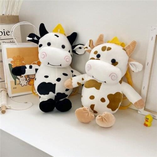 2020 New Plush Cow Toy Cute Cattle Plush Back Bag Stuffed Animals Cattle Soft Doll Kids Toys Birthday Gift for Children