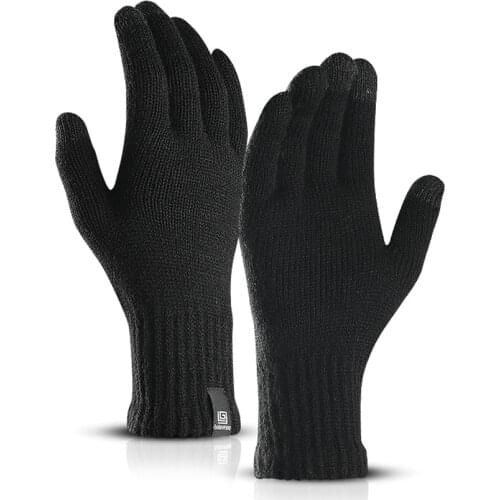 2020 New Delicate Knit Gloves Men Women Winter Touch Screen Concise Solid Color Warm Wool Running Velvet Cycling Camping Glove
