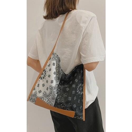 2021 New Canvas Fashion PU Leather Shoulder Bag for Women Printing Shopping Bags Casual Ladies Girls Large Capacity Tote Handbag