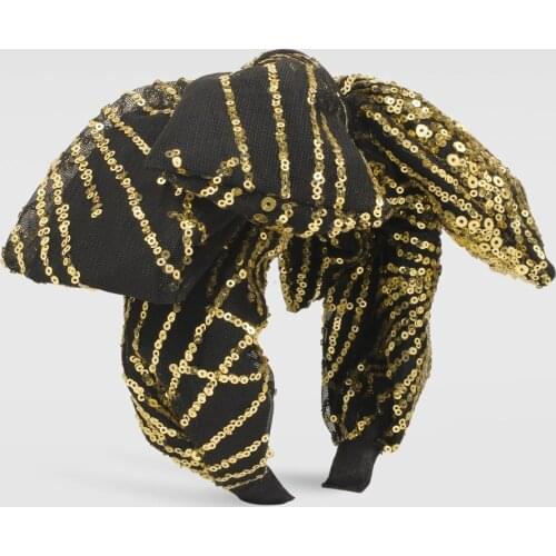 Shiny Hair Band With Bow Scales New Fashion Exaggerated Pastoral Girl Big Bowknot Yarn Sequin Headband For Womens Accessories