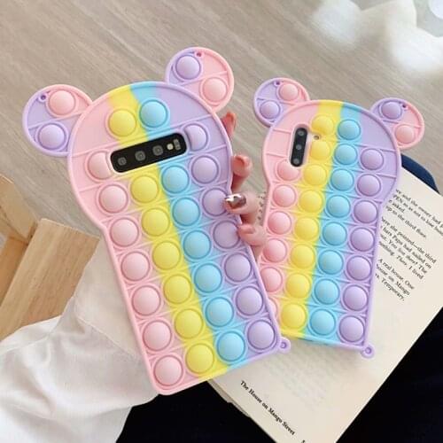 Push it Bubble Fidget Reliver Stress Phone Case For Samsung Galaxy A71 A51 A11 A12 A21 A32 Silicone Rainbow Cover Relive Stress