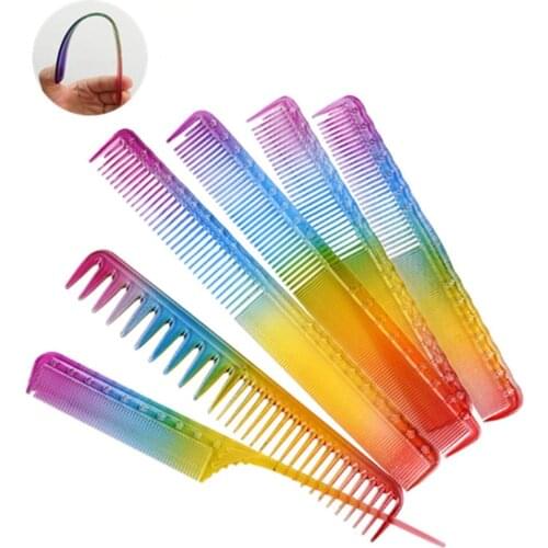 Rainbow Comb Hairdressing Salon Equipment Plastic Comb Hair Cutting Styling Tool Personal Health Care Accessories Supplies