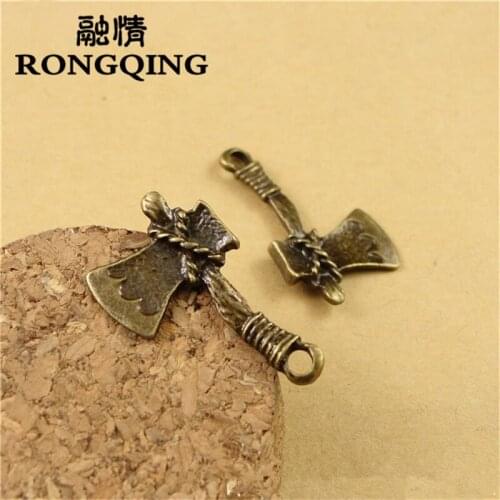 RONGQING 50pcs/lot 29*17MM ax Retro Charms handmade Craft pendant making fit DIY for bracelet necklace