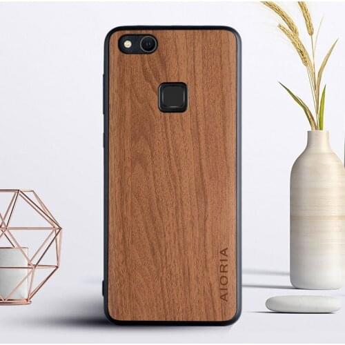 Luxury wood vintage style funda for Huawei P10 Lite case leather sticker with PC back cover for huawei p10 lite cases