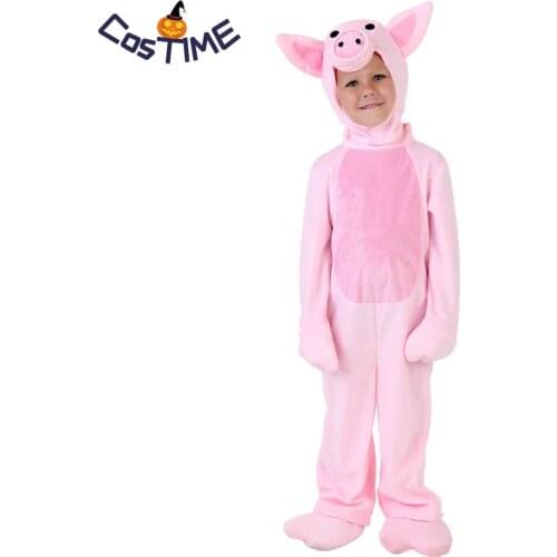 Pink Pig Costume Kids Animal Onesies Cute Little Piggy Onesies Fancy Dress Jumpsuit with Hood Gloves Children Carnival Costumes