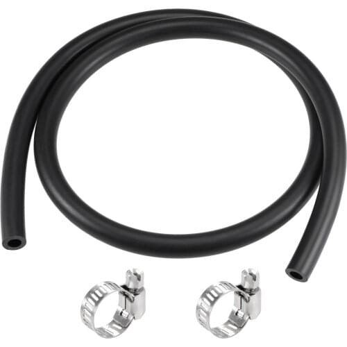 Uxcell Fuel Line Hose 8mm ID 14mm OD 3.3ft Oil Line & Fuel Pipe Rubber Water Hose Black, 2 Clamps