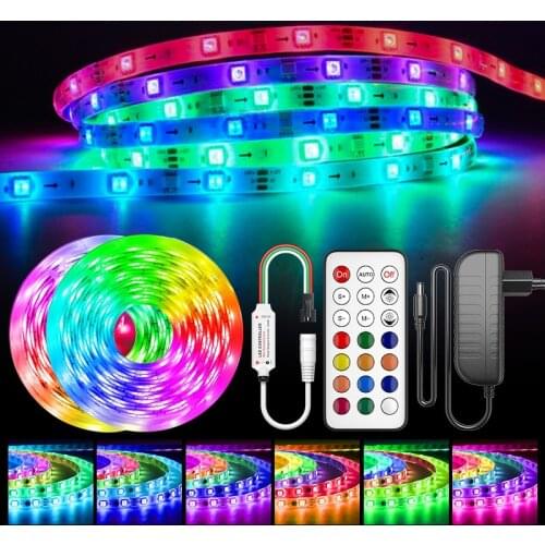 Led Strip 5050 Rgb Led Lights Ws2811 Addressable DC12V Diode Tape Dynamic Neon Night TV Backlight with adapter + controller