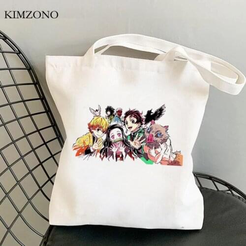 Demon Slayer Kimetsu No Yaiba shopping bag canvas eco shopping grocery reusable bag boodschappentas ecobag sacola sac tissu