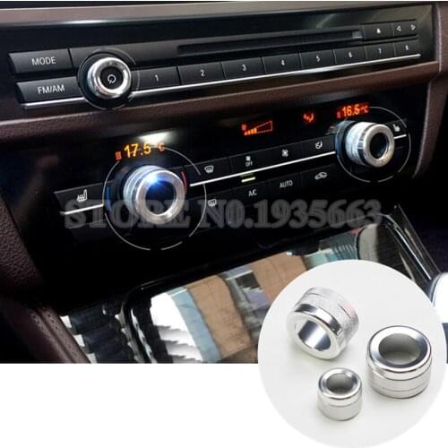 Inner Air Condition & Audio Knob Cover For BMW 5 Series F10 F07 2011-2017 3pcs Low Equipped Silver/Red/Blue Car Decor