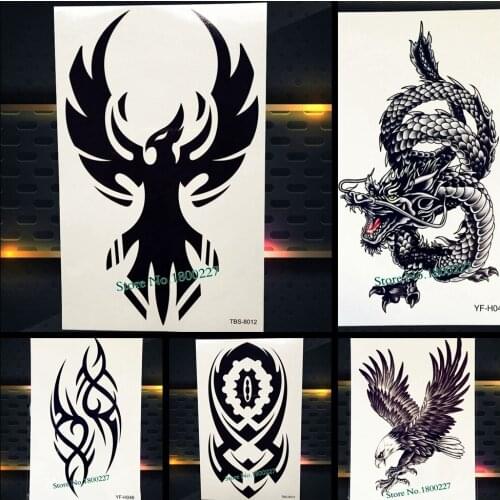 25 Black Eagle Temporary Tattoo Totem Waterproof Fake Flash Tattoo Inspired Totem Men Body Art Arm Sleeve Tatoo Indian Armband