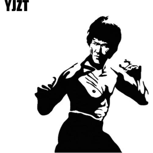 YJZT 11.6CM*13.9CM BRUCE LEE CAR STICKER INTERESTING VINYL DECAL Black/Silver C3-0056