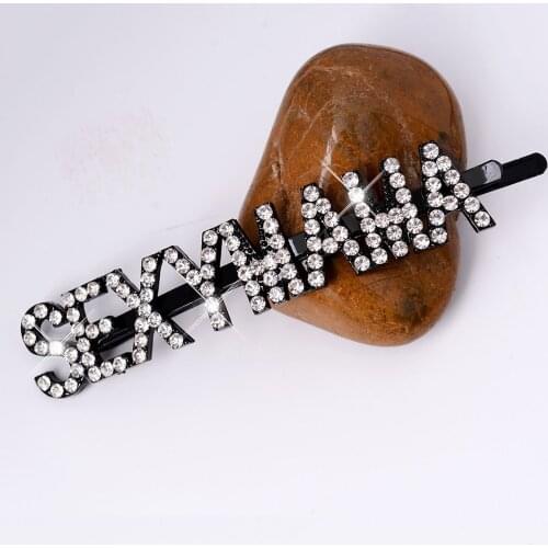 SESYMAMA Letter Word Hairpin Metal Hair Clip Pin Barette Wedding Hair Pins for Women Sticks Crystal Rhinestone Hairgrip Jewelry