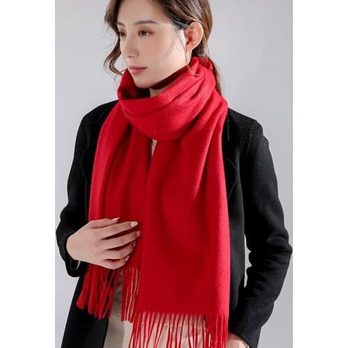 Winter Cashmere Scarf For Women Warm Tassels Shawls and Wraps Ladies Foulard Femme Red Cashmere Scarves Luxury Echarpe Femme
