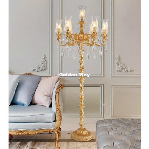 Golden Crystal Floor Lamp Floor Stand Light Fixture Cristal Standing Lamp D60cm H160cm LED High Quality Home Decoration Lighting