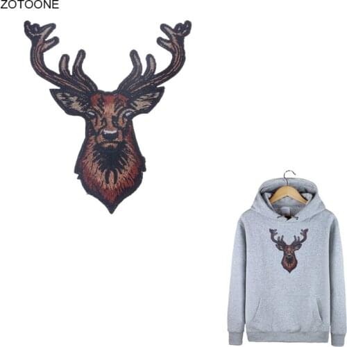 ZOTOONE Antler Sequin Dog Patches Iron on Patch for Clothing Heat Transfer DIY Skull Badge Sew on Jackets Clothes Applique G