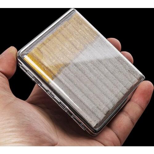 1PCS double-sided transparent pearlescent shiny portable cigarette case container 20 pieces of metal plastic clip cigarette case