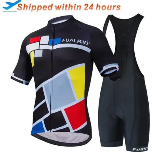 FUALRNY Man Summer Short Sleeve Breathable Cycling Jersey set Mountain Bicycle Wear Quick-Dry Racing Bike Clothing Ropa Ciclismo