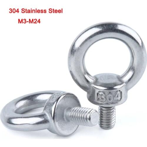 304 Stainless Steel Marine Lifting Eye Screws Ring Loop Hole Eye Bolt For Cable Rope Eyebolt M3M4M5M6M8M10M12M14M16M18M20M24