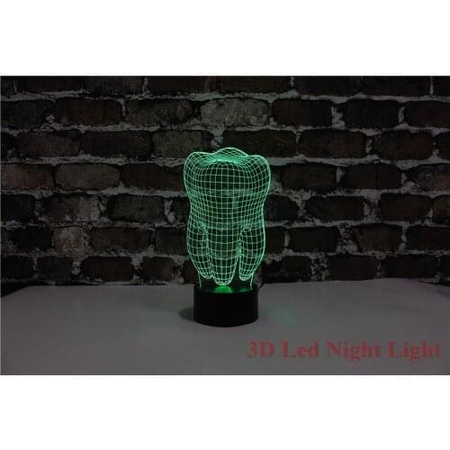 3D Automatic Led Night Lamp Tooth Shape Holiday Gift 7 Colors and Changeable Creative Saving Children room Night-Light