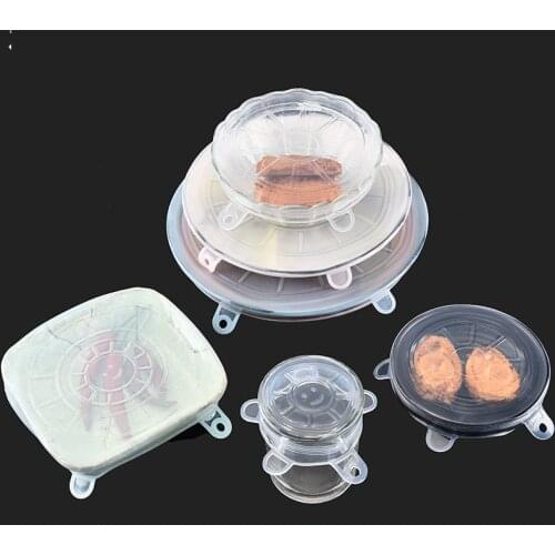 6Pcs Silicone cling film Multi-functional fresh-keeping cover for kitchen Food Wrap Bowl Pot Cover Silicone Stretch Lids
