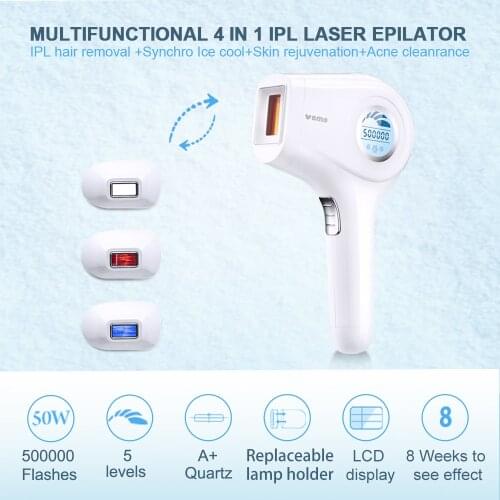 Veme 3 IN1 Electric Depilador a Laser Permanent ICE Cool Hair Removal Machine IPL Hair Removal Epilator a Laser 500000 Flashes