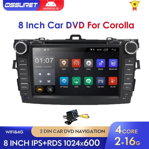 2Din Android 10 IPS Screen Car Radio Multimedia Stereo Player For Toyota Corolla 2007-2011 GPS Navigation WIFI SWC Quad Core DVD