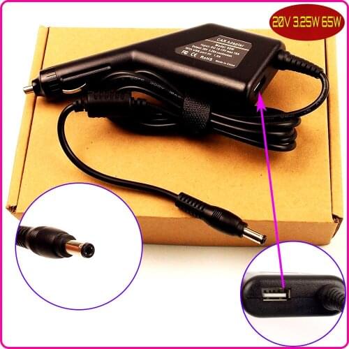 Laptop DC Power Car Adapter Charger 20V 3.25A + USB for Lenovo Y330 Y430 U460S U400-099328U CPA-A065 36001943 36001929 45N0223