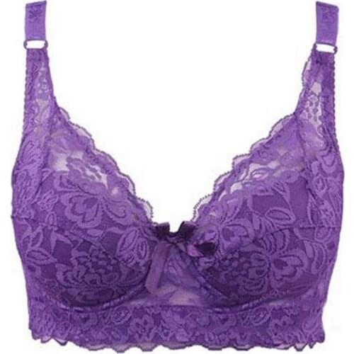 Hot Full cup thin underwear small bra plus size wireless adjustable lace Womens bra breast cover C D cup Large size Lace Bras