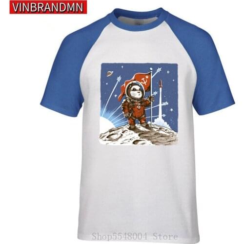CCCP Soviet Space Hamster Funny Mens T-Shirts Kawaii Brave Little Cosmonaut Cat Tshirt Awesome Kitten Animal Hip Hop Tee Hombre