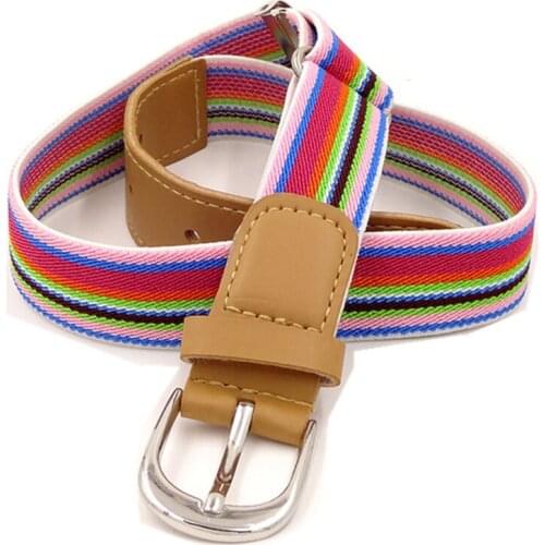 Kids Elastic Rainbow Belt for Boys Girls 1Inch Wide Easy Chirldren Waist Straps Adjustable Waistband Cummerbunds Belts for Pants
