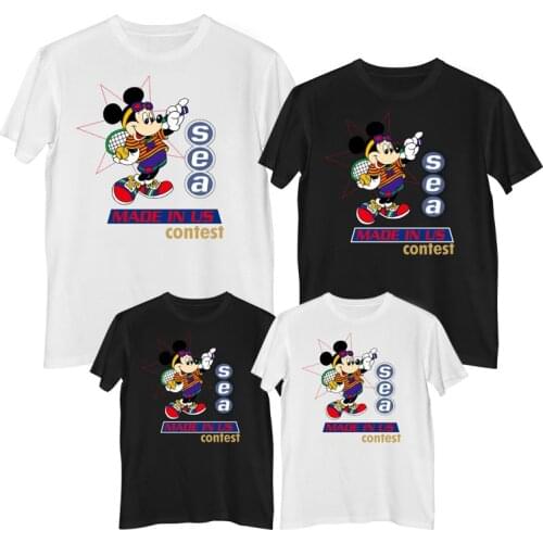 Disney Mickey Mouse T-shirt Summer Comfortable 100%cotton Fashion clothes for teens Mens clothing boy t-shirt shirt father son