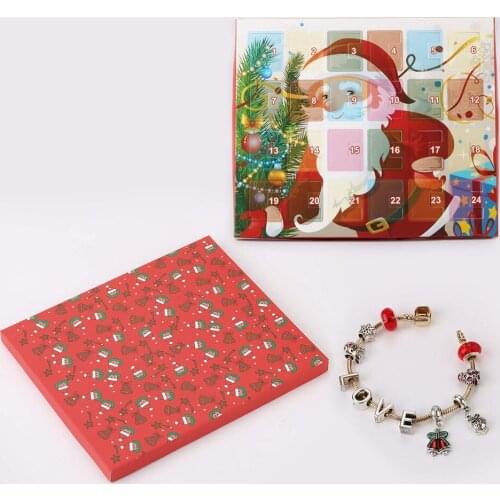 DIY Advent Calendar 24 Days Charm Bracelet Jewelry Countdown to Christmas Kids Gift Set Santa Claus Elk Box Christmas Calendar