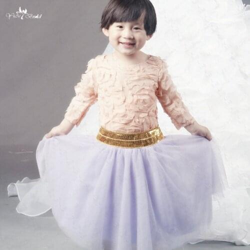 FG43 Long Sleeve Spring Pretty Flower Girls Dresses For Party And Wedding