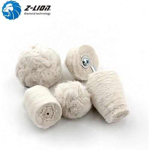 Z-LION 5Pcs White Flannelette Polishing Wheel For Drill Polishing Pad Buffing Wheel Polisher Buffing for Drill Mop Whe