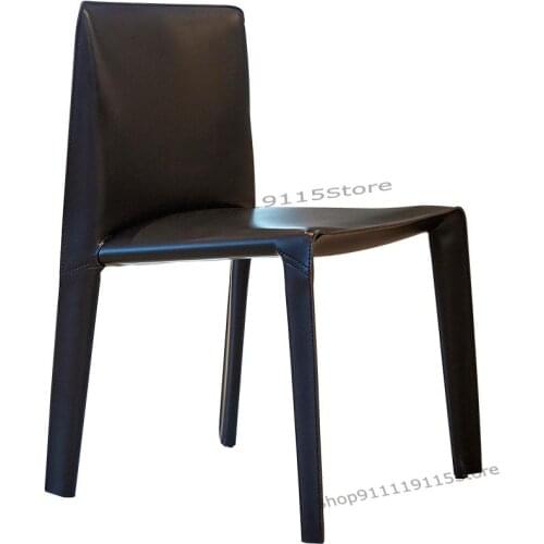 Italian Minimalist Dining Chair Leather Designer Modern Simple Style Italian Home Nordic Dining Chair