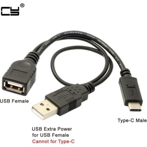 USB-C Type-C USB 3.1 to USB 2.0 Female OTG Data Cable with Power for Cell Phone & Tablet & Laptop & Macbook Pro 20cm
