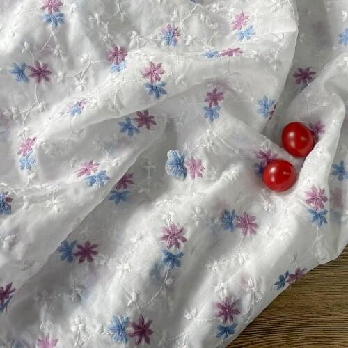 Quality Tencel cotton fabric Three dimensional embroidery of daisy sewing Skirt tablecloth curtain DIY bag tissu
