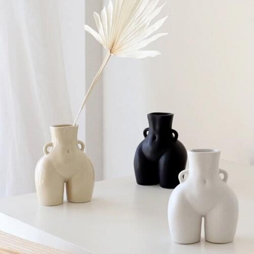 Nordic Ceramic Body Art Hip Shape Vase Decoration Living Room Bedroom Hotel Flower Arrangement Container Home Decorat Ornaments