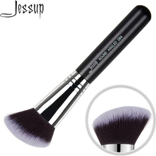 Jessup Face Single Makeup Brush Round Angled High-Quality Professional Black-Silver Fiber Hair brochas maquillaje Brush 1pcs 084
